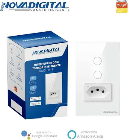 Interruptor Tomada Inteligente Touch Branca Wifi 2 Botões